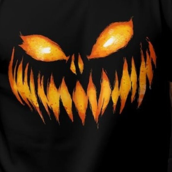 Jack O Lantern Scary Carved Pumpkin Face Halloween Costume T-Shirt - Picture 3 of 3